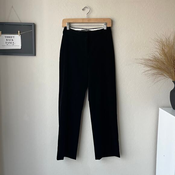 Weekend MaxMara Black Velvet Wide Leg‎ High Waist Trouser Pants Size 6 - Picture 2 of 10